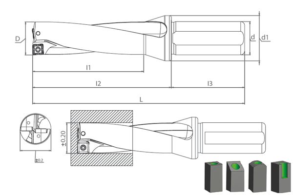 SDUM SOMT-09T308 D3 U-DRILL Delik Delme ve İşleme Takımları